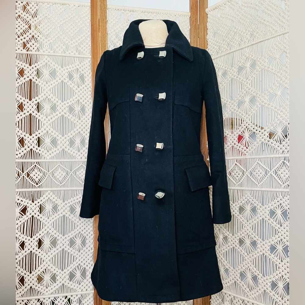 Marc by Marc Jacobs mid length double breasted heavy wool navy trench pea coat